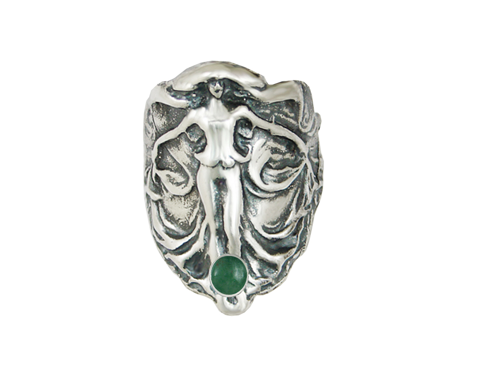 Sterling Silver First Lady of the Realm Ring With Jade Size 8